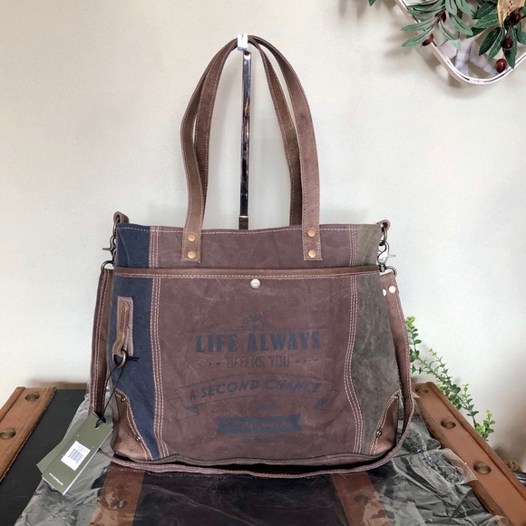 Myts Life Always upcycled Canvas purse NWT - Picture 2 of 7
